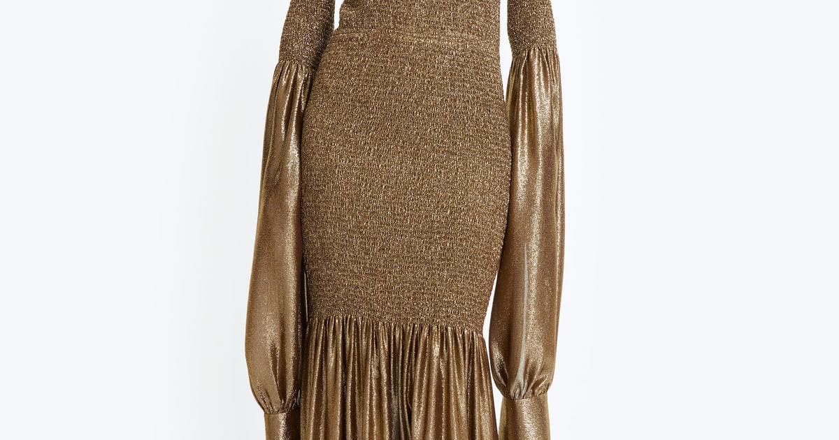 unique gold dress Shelby Metallic Gold Gown by Fatima K Designs For Hire