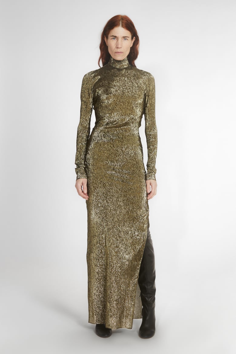 slim fit dress slacks Gold Shimmery Long Sleeve Front Twist Cocktail Dress – The Teal Eagle  Boutique main image 0