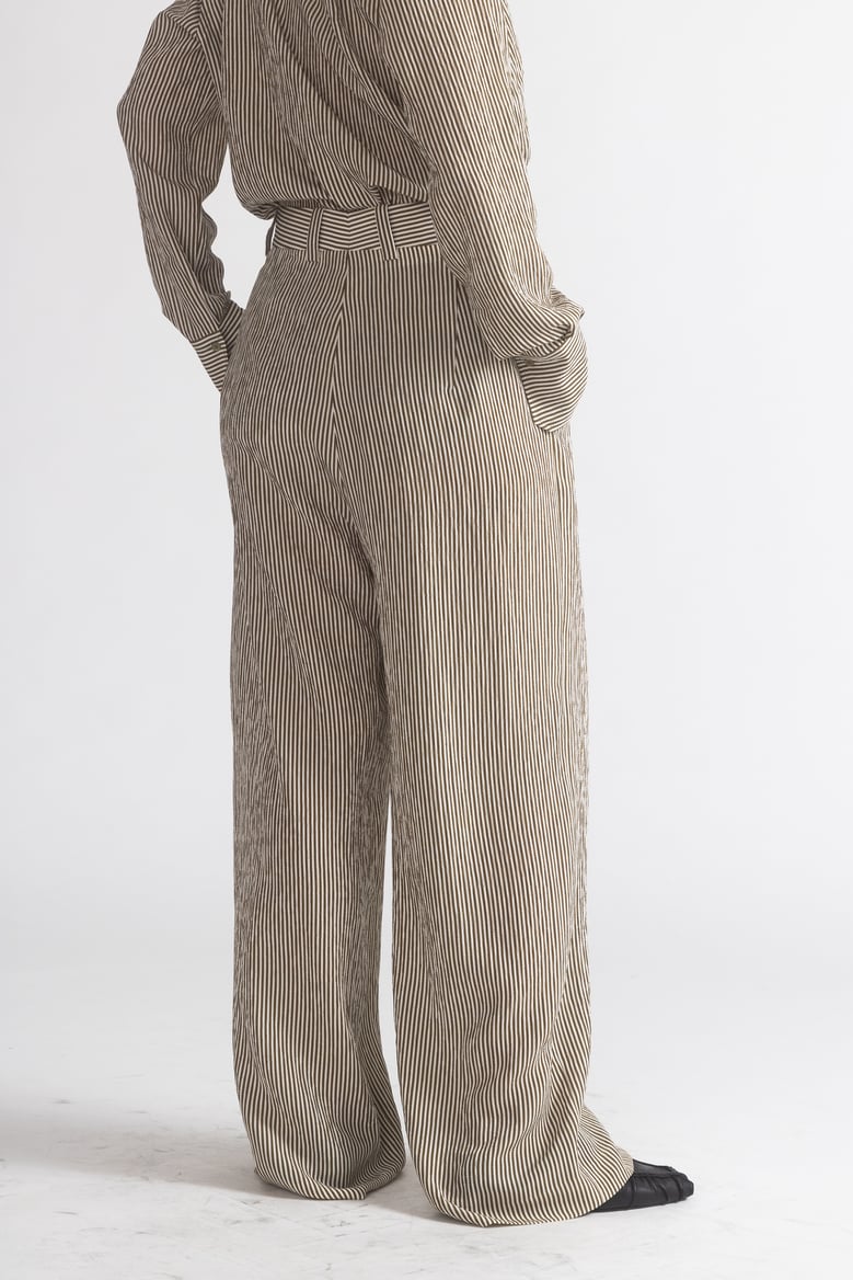 パンツ Striped Sarong Silk Trousers Multi-Color Stripe Pants with Side Slits – Haute & Rebellious